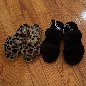 UGG Leopard Print and Black Slippers